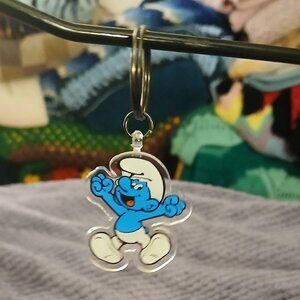 NWOT The Smurfs Boy Smurf Cartoon Character Acrylic Keychain #21